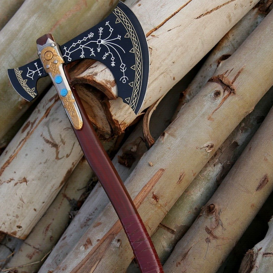 God of War Axe, Leviathan Axe, Kratos Axe, Scandinavian Battled Viking Axe. Kratos Axe Replica,
