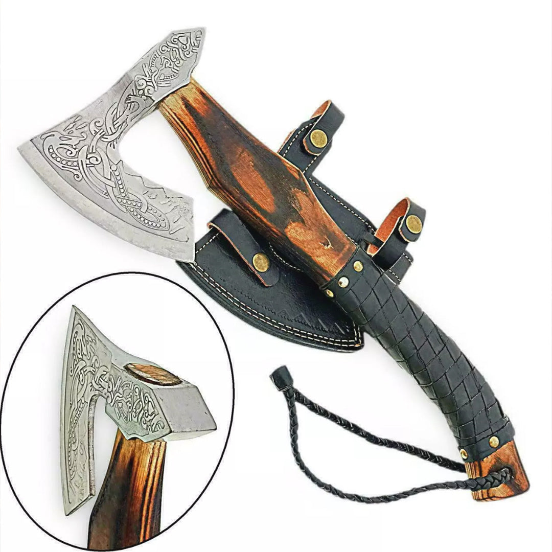 Handmade High-Carbon Steel Tomahawk Axe | Hand-Forged Battle Axe with Oil-Polished Ash Wood Handle | Functional Throwing
