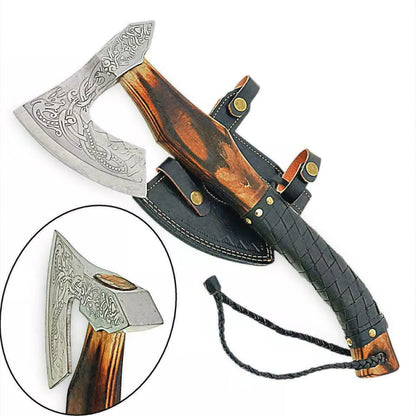 Handmade High-Carbon Steel Tomahawk Axe | Hand-Forged Battle Axe with Oil-Polished Ash Wood Handle | Functional Throwing