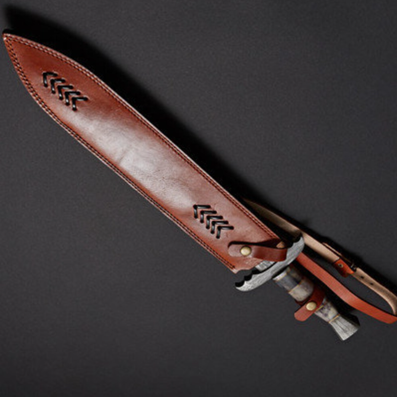 Custom Handmade Damascus Steel Double Edges Viking Sword Hunting Swopng