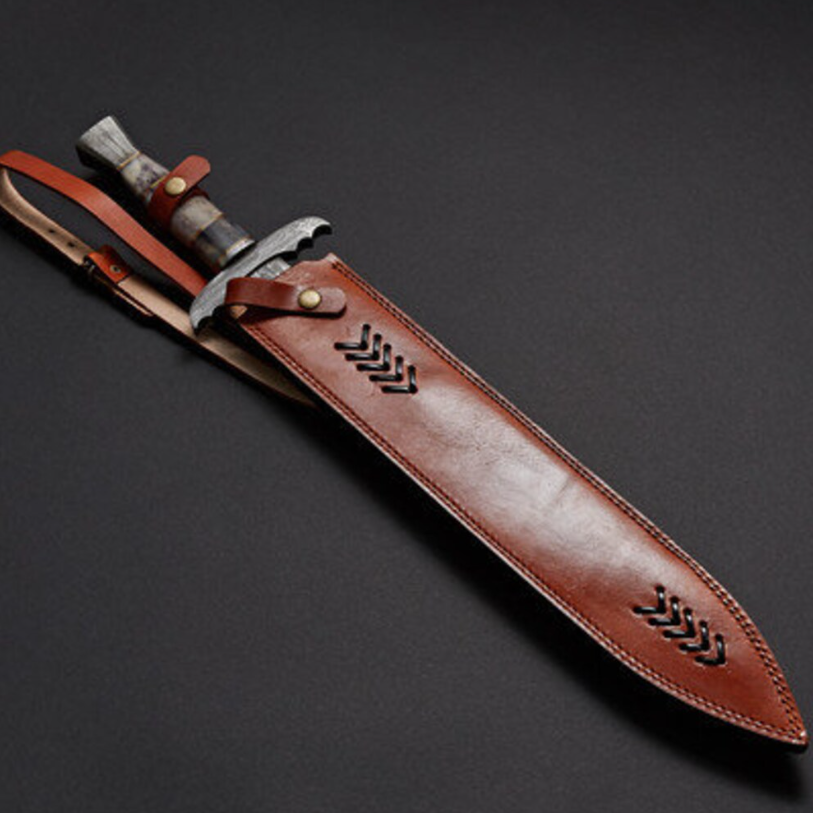 Custom Handmade Damascus Steel Double Edges Viking Sword Hunting Swopng