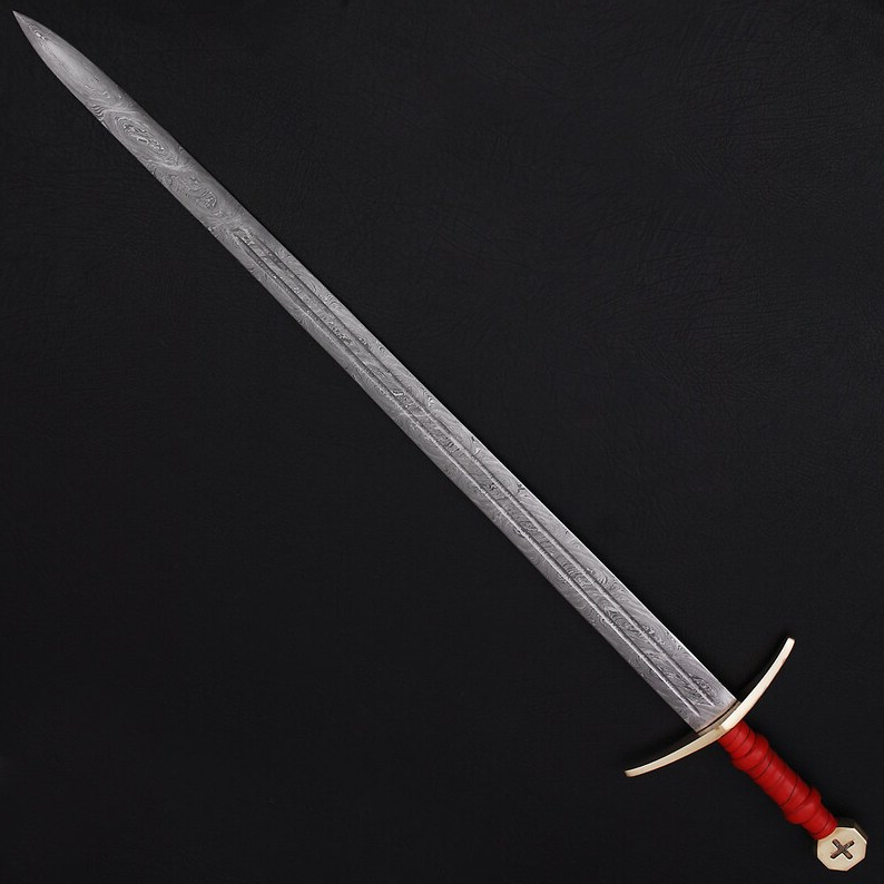 Quest For Fire Knights of Templar Damascus Steel Medieval Arming Sword for usjpg