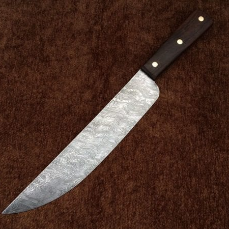 13 Inch Damascus Steel Sandbar Bowie Knife with Dark Wood Handle Authentic and Durable Hunting and Camping Knife