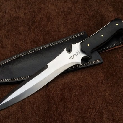Handmade Leaf Spring Steel Knife Bowie Knife Tactical Knife with Leather Sheath