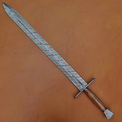 34customforgeddamascussteelsword for slaejpg