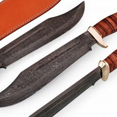 Handmade Crocodile Dundee Bowie Knife Damascus Steel Blade