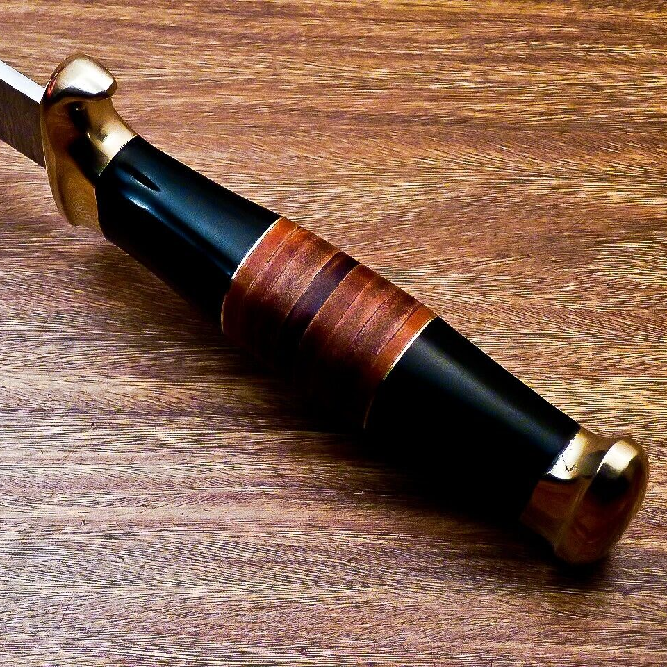 RARE CUSTOM MADE D2 STEEL BLADE 18 BOWIE KNIFE HUNTING KNIFE BRASS BOLSTER near mejpg