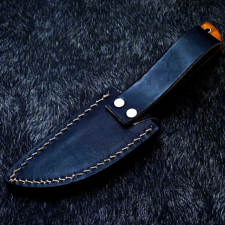 10 Inch Hand Forged Damascus Blade Bowie Hunting Knife in cajpg