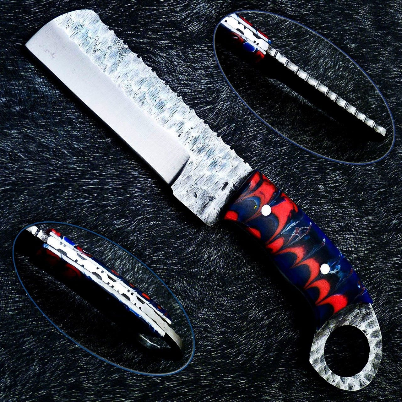 Hand Forged Railroad Spike Carbon Steel Blade Full Tang Skinning Hunting Knife