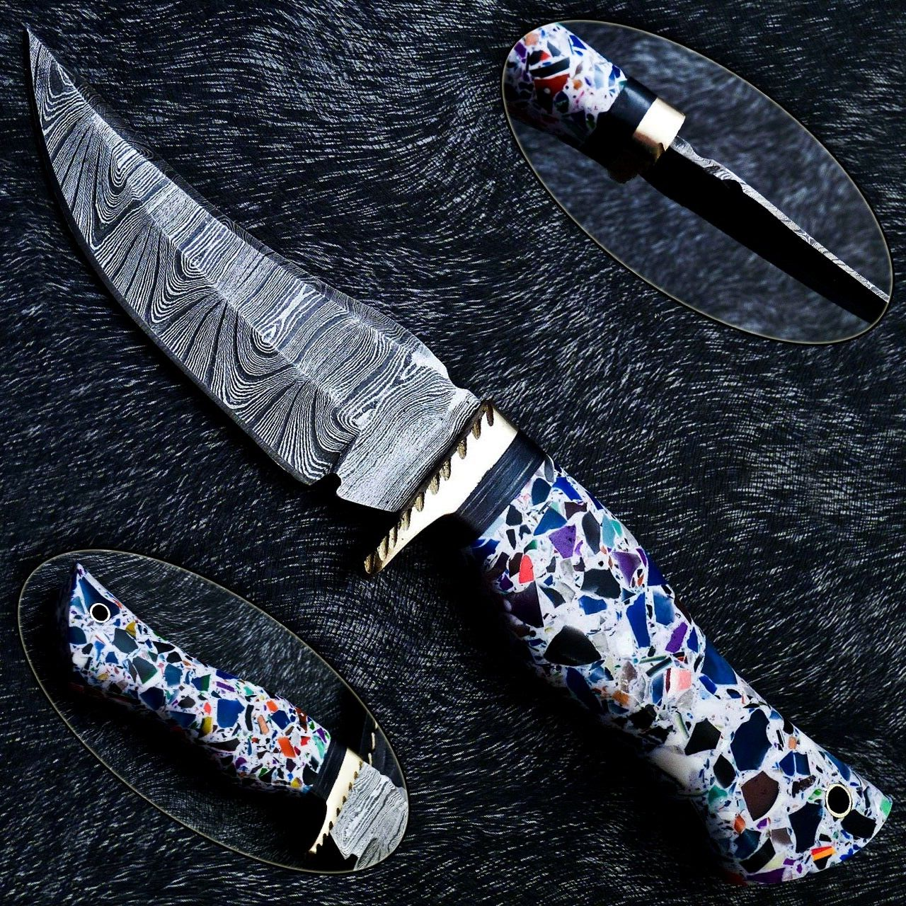 Hand Made Damascus Full Tang Bowie Hunting Knife