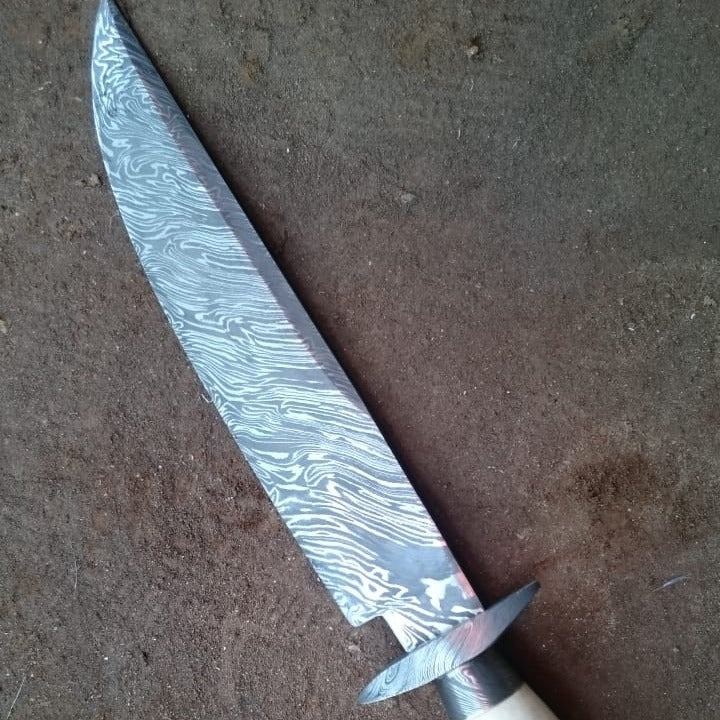 12 Inches Handmade Custom Damascus Steel Hunting Stag Horn Handle knife