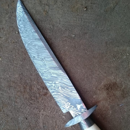 12 Inches Handmade Custom Damascus Steel Hunting Stag Horn Handle knife