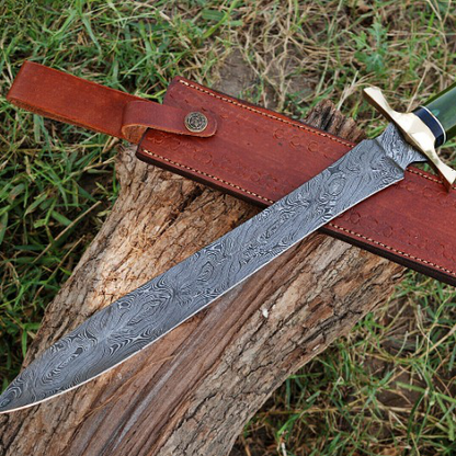 Hand Forged Damascus Steel Blade Dagger Double Edge Sword