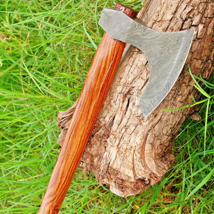 Handmade Forged Damascus Steel Blade Axe Cocobolo Wood Handle