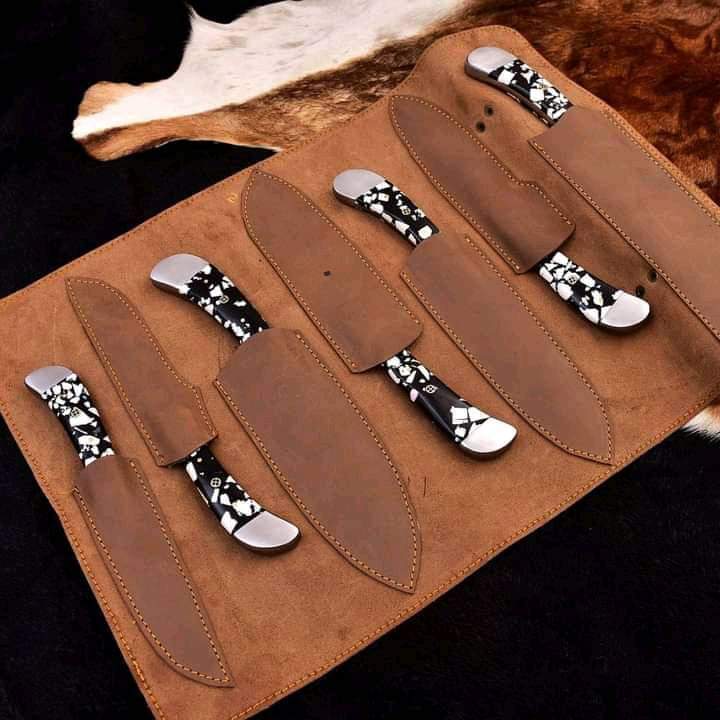 7 Piece Carbon Steel Chef Knives Set