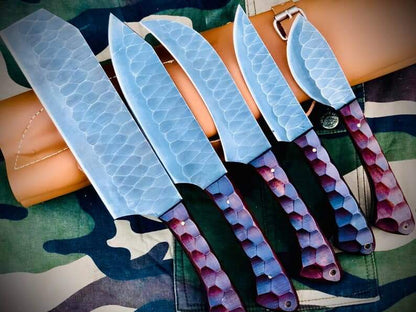 5Piece Carbon Steel Chef Knives Set