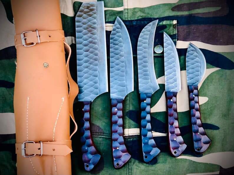 5Piece Carbon Steel Chef Knives Set
