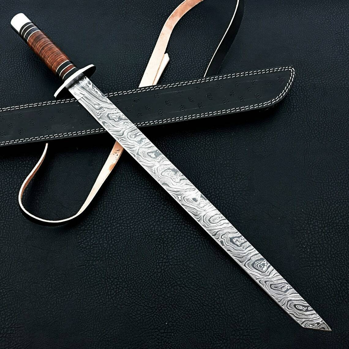 Custom handmade hand forged damascus steel tanto katana near me in alaskajpg