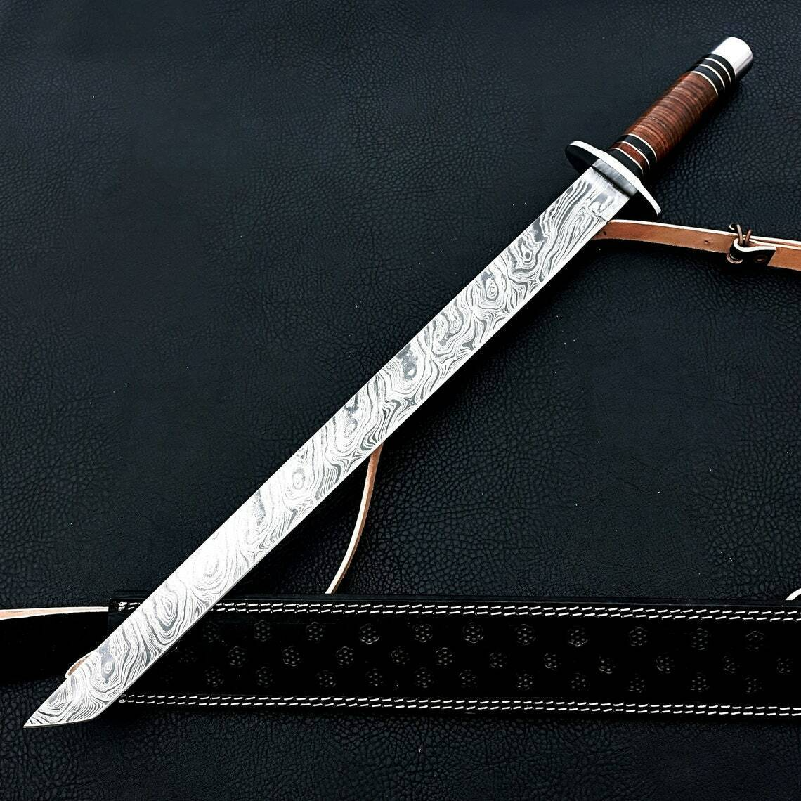 Custom handmade hand forged damascus steel tanto katana near me in georgiajpg
