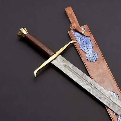 Custom handmade hand forged damascus steel viking sword near me in georgiajpg