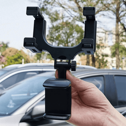 Compact Phone Holder Car Rear View Mirror | Mount Mobile Phone With Rotatable Holder 3