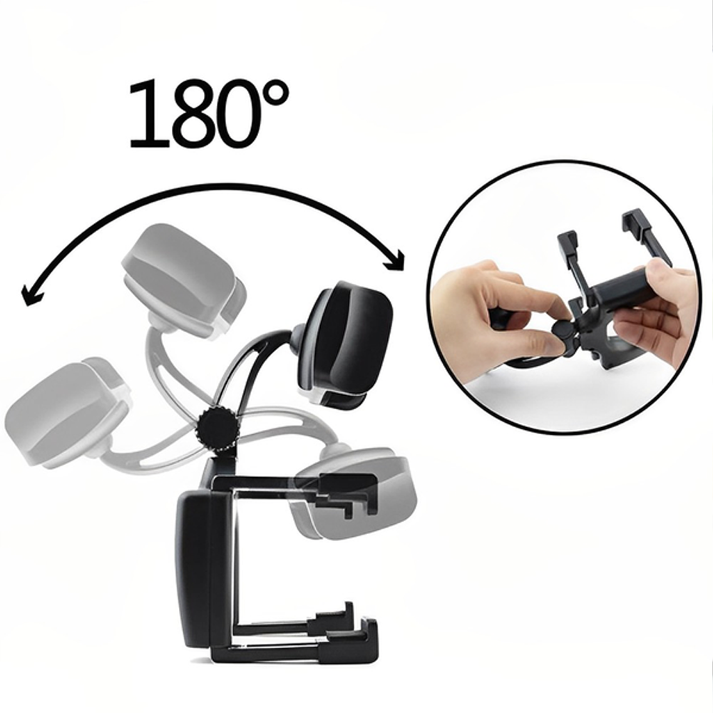 Compact Phone Holder Car Rear View Mirror | Mount Mobile Phone With Rotatable Holder 4