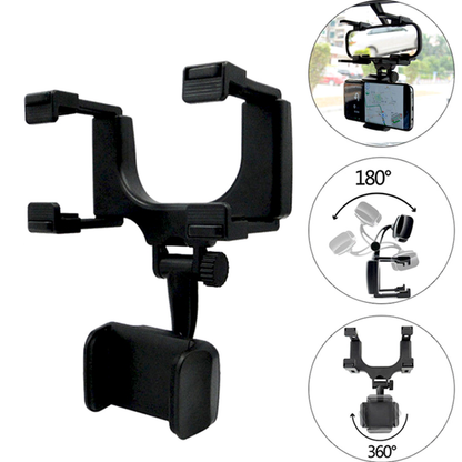 Compact Phone Holder Car Rear View Mirror | Mount Mobile Phone With Rotatable Holder 5