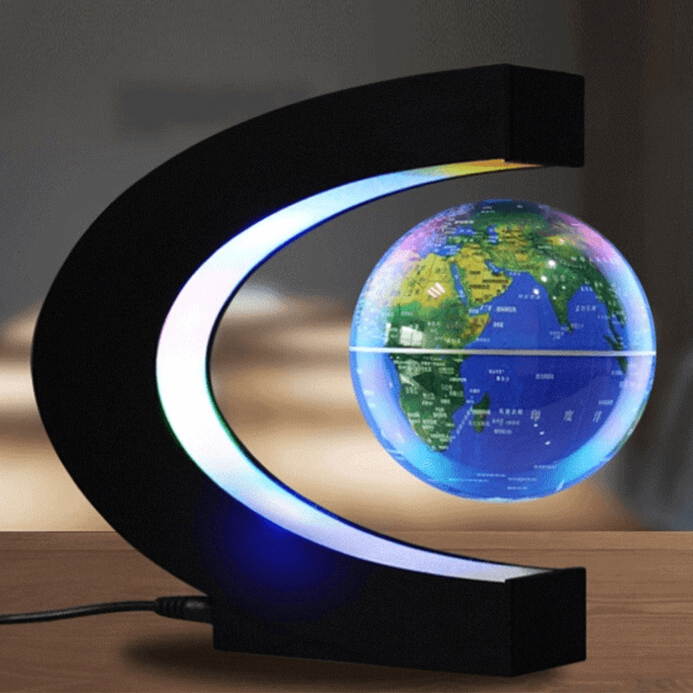 C-Shaped LED Floating Globe Lamp for Indoor Decor