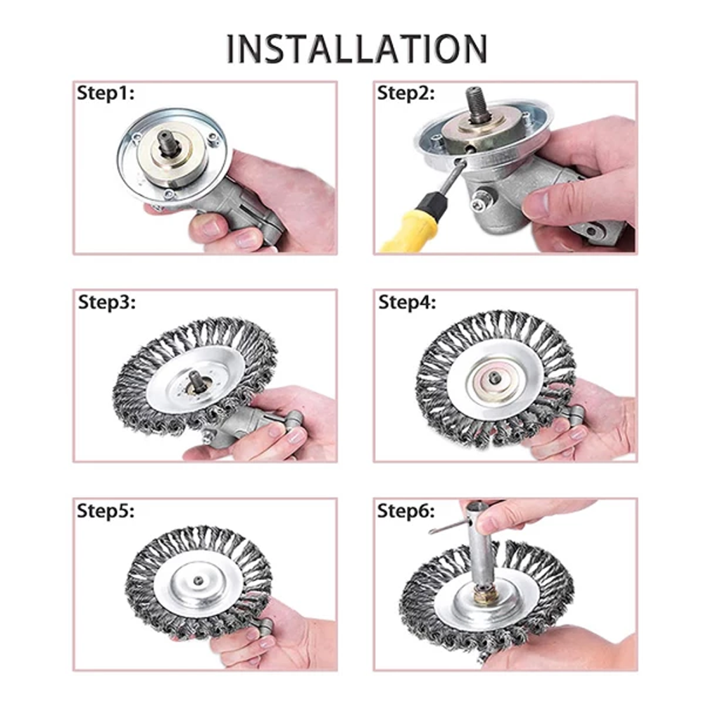Durable Weed Trimmer Head | Easy To Clean And Maintain Steel Wire Weed Brush 5