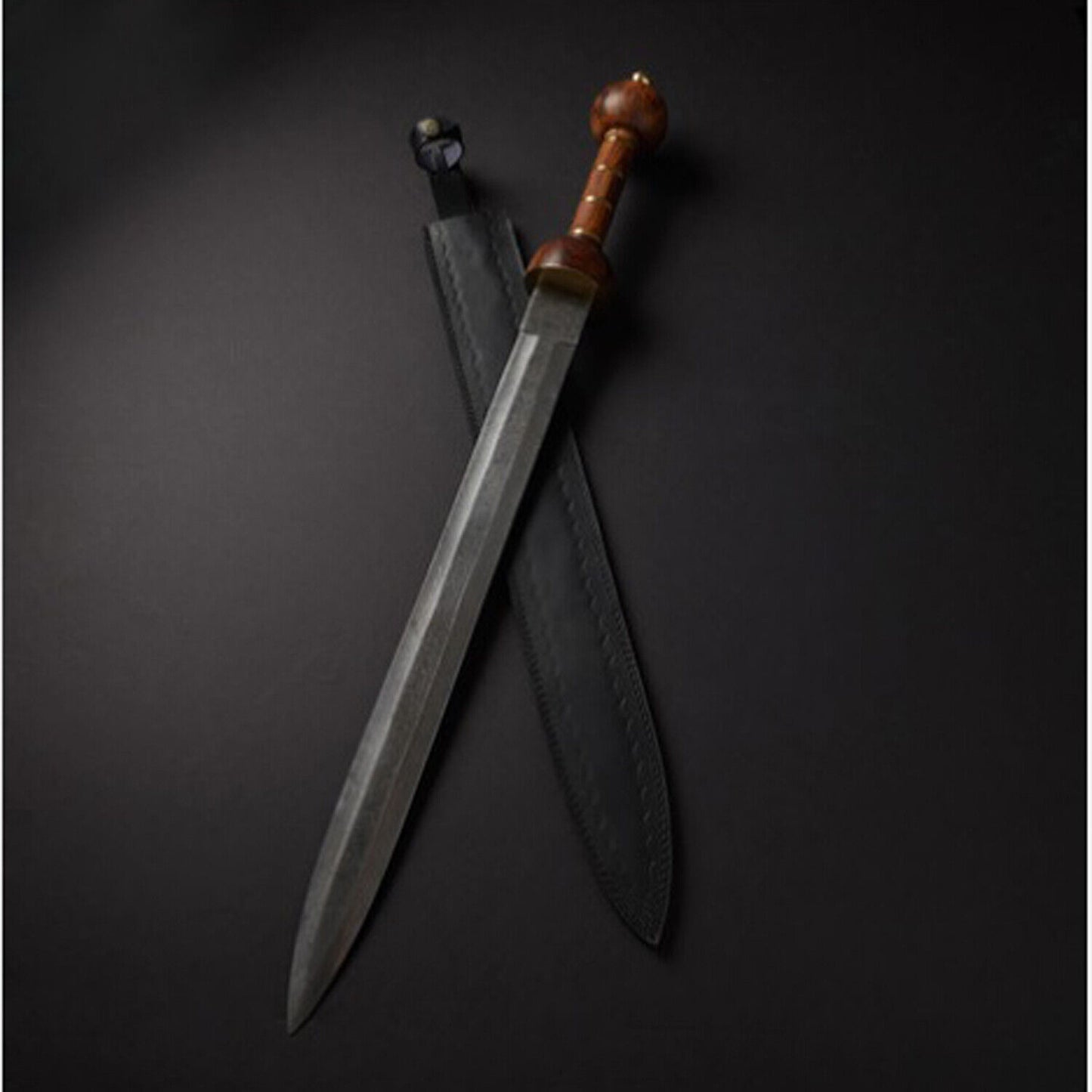 Damascus Steel Gladius Sword – 30-Inch Viking Hunting Blade