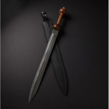 Damascus Steel Gladius Sword – 30-Inch Viking Hunting Blade