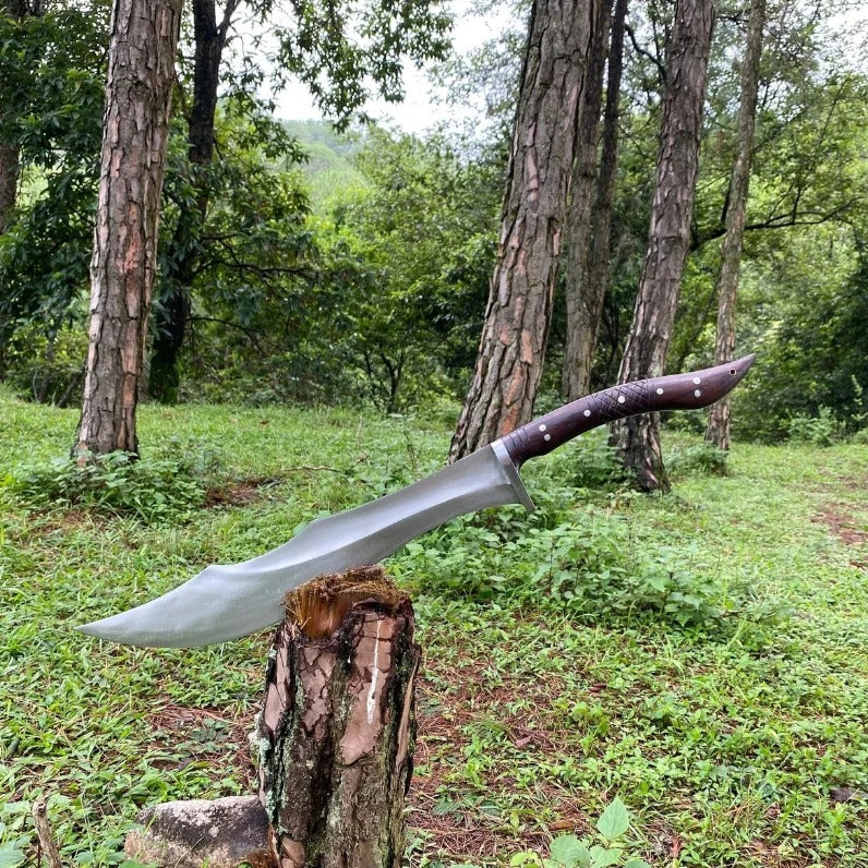 26 Inch Viking Hunting Knife Hand Forged. Viking Sword With Leather Sheath