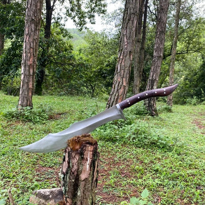 26 Inch Viking Hunting Knife Hand Forged. Viking Sword With Leather Sheath