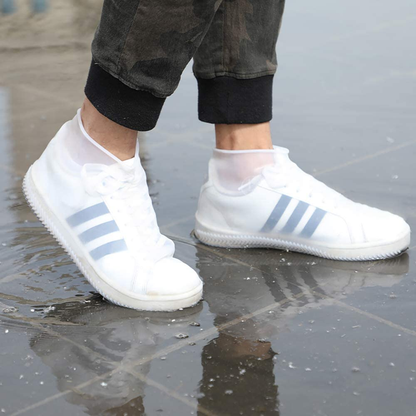 Waterproof Reusable Silicone Shoe Covers for Rainy Days  White