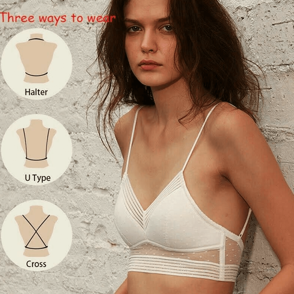 Low Back Wireless Lifting U-Back Lace Bra 4