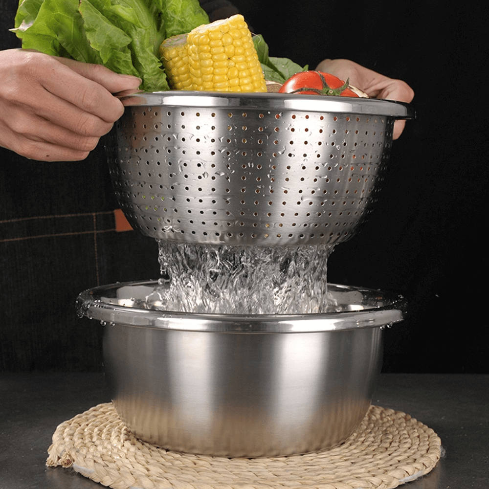 Multifunctional Stainless Steel Drain Basket | Vegetable Slicer Grater For Kitchen| 3 In 1 Cheese Grater Drain Basin4