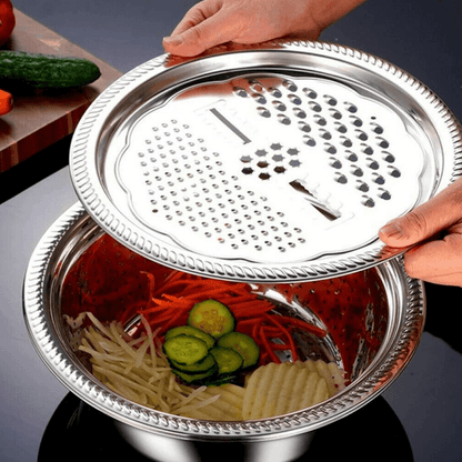 Multifunctional Stainless Steel Drain Basket | Vegetable Slicer Grater For Kitchen| 3 In 1 Cheese Grater Drain Basin5