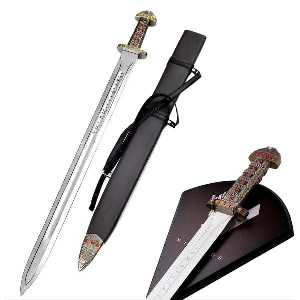 Legendary Viking Sword of Kings | Ragnar & Bjorn Inspired Functional Viking Sword | Rune-Etched Blade with Wall Plaque