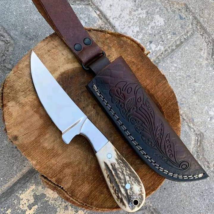 "Stainless-steel-Knife"Hunting-knife-with sheath"fixed-blade-Camping-knife, Bowie-knife, Handmade-Knives, Gifts-For-Men.
