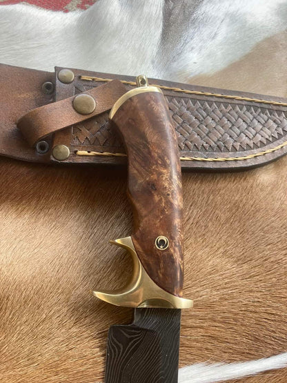 "Stainless-steel-Knife"Hunting-knife-with sheath"fixed-blade-Camping-knife, Bowie-knife, Handmade-Knives, Gifts-For-Men.