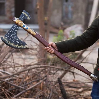 hunting axe, viking axe, with rose wood, engraved cutting axe, anniversary gifts for her, gifts for him, camping axes