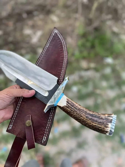 "Stainless-steel-Knife"Hunting-knife-with sheath"fixed-blade-Camping-knife, Bowie-knife, Handmade-Knives, Gifts-For-Men.
