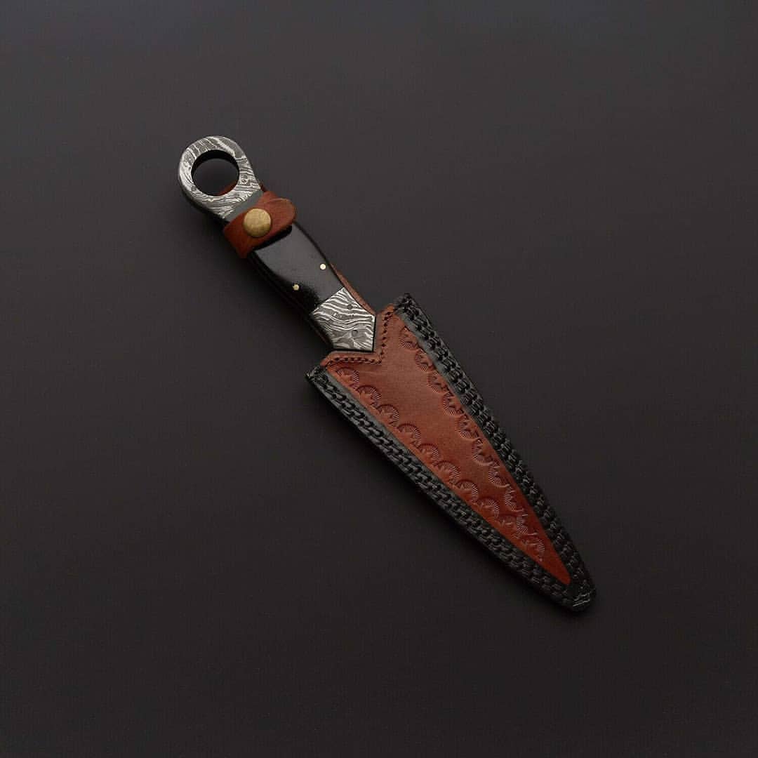Custom Handmade Push Dagger Full Tang Knife with Leather Handel