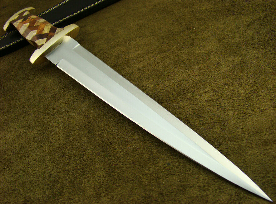 Custom Handmade Damascus Double Edge Dagger Hunting Knife Fixed Blade Knife,