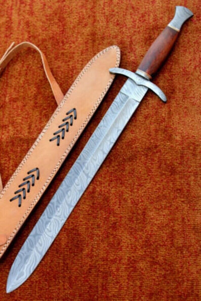 DamascusSteelVikingSwordwithRosewoodMasteryPerfectChristmasGiftforHistoryBuffs 1jpg