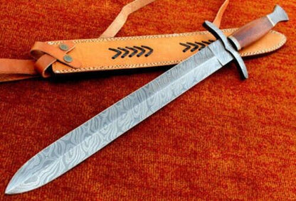 DamascusSteelVikingSwordwithRosewoodMasteryPerfectChristmasGiftforHistoryBuffs 4jpg