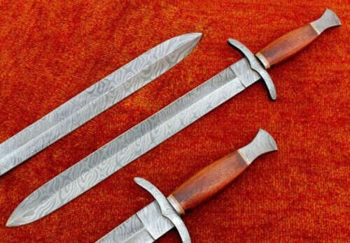 DamascusSteelVikingSwordwithRosewoodMasteryPerfectChristmasGiftforHistoryBuffs 5jpg