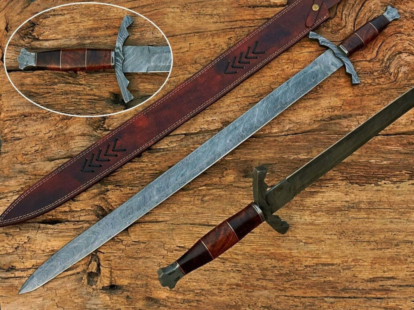 Blademaster s Handcrafted Medieval Viking Sword | Damascus Steel Blade | Full-Size Warrior Sword