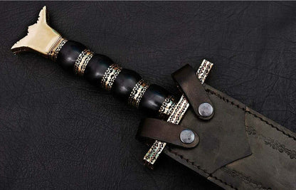 30 Custom Handmade Damascus Steel Hunting Sword for sale
