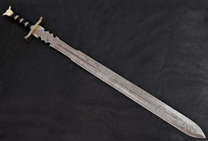 30 Custom Handmade Damascus Steel Hunting Sword for sale